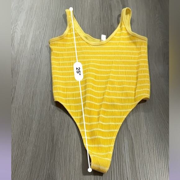 Urban Outfitters Out From Under Yellow & White Striped Thong Bodysuit Size M/L - Picture 11 of 11